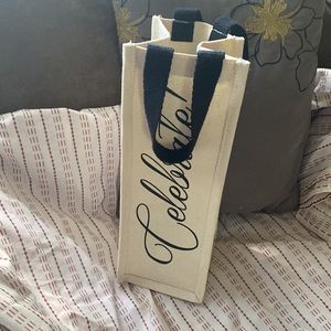 Reusable Sturdy Canvas Wine Bottle Tote Carrier With the Words Celebrate